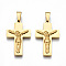 201 Stainless Steel Pendants, Crucifix Cross, for Easter, Real 18K Gold Plated, 31x19.5x4mm, Hole: 4x8mm