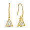 Brass Dangle Earrings, with Grade AAA Cubic Zirconia, Triangle, Golden, 33.8mm
