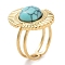 Ion Plating(IP) 304 Stainless Steel Ring, Adjustable Synthetic Turquoise Rings, Oval, 17x22mm, Inner Diameter: Adjustable