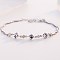 Brass Link Bracelet, with Cubic Zirconia, Star, Clear, Platinum