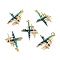 Rack Plating Brass Micro Pave Cubic Zirconia Pendants, Cadmium Free & Lead Free & Nickle Free, with Enamel and Jump Ring, Cross, Real 18K Gold Plated, 35x26x3mm, Jump Ring: 5x0.6mm, Inner Diameter: 3.5mm