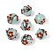 Handmade Lampwork Enamel Beads, Round with Flower, Light Blue, 16.5~19mm, Hole: 1.6mm