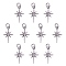 10PCS Rack Plating Brass Pendants, with Jump Rings, North Star, Platinum, 17x9.7x2.5mm, Hole: 3.4mm, 10pcs