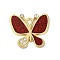 Alloy Enamel Pendants, with Glitter Powder and Rhinestone, Cadmium Free & Nickel Free & Lead Free, Golden, Butterfly Charm, Dark Red, 19x21.5x2mm, Hole: 1.8mm