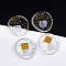 Transparent Resin Cabochons, with Shell and Gold Foil, Flat Round, Goldenrod, 32.5x30x4~4.5mm
