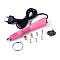 Hotfix Rhinestone Applicator Tool, Type C Plug(European Plug), with Random Color SS16 Rhinestone, Hot Pink, 18.5x4x2.3cm