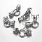 Tibetan Style Alloy Spring Gate Rings, O Rings, with Cord Ends, Mixed Shape, Antique Silver, 6 Gauge, 47~80mm