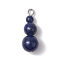 Natural Lapis Lazuli Round Beaded Pendants, Gourd Charms with Platinum Tone Iron Loops, 20.5~24x8~8.5mm, Hole: 1.5~3mm