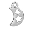 304 Stainless Steel Pendants, Moon with Heart & Star Charm, Stainless Steel Color, 18x10mm