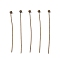 Brass Ball Head Pins, Antique Bronze, Size: about 0.5mm thick, 24 Gauge,, 30mm long, Head: 1.5mm