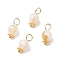 Natural Freshwater Shell Charms, with Golden Tone Alloy & Brass Findings, Round, Old Lace, 12.5x6mm, Hole: 3mm