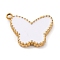 Ion Plating(IP) 304 Stainless Steel Enamel Pendants, Real 18K Gold Plated, Butterfly Charm, White, 21x17.5x2.5mm, Hole: 1.8mm