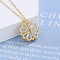 Heart Combination Clover 925 Sterling Silver Micro Pave Clear Cubic Zirconia Pendant Necklaces with Magnetic Clasps, Golden, 17.72 inch(45cm)