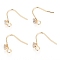 Brass Earring Hooks, Ear Wire, with Clear Cubic Zirconia and Horizontal Loop, Long-Lasting Plated, Real 14K Gold Plated, 16mm, 20 Gauge, Pin: 0.8mm