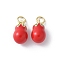 Brass Enamel Pendants, with Jump Ring, Cadmium Free & Lead Free, Real 16K Gold Plated, Fruit, 14x8x8mm, Hole: 3mm