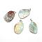 Natural Flower Amazonite Pendants, with Platinum Tone Brass Findings, Nuggets, 52.5~56x34~38x6.5~9mm, Hole: 5.5x9mm