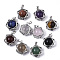 Natural & Synthetic Assorted Gemstone Pendants, with Platinum Tone Brass Finding, for Jewish, Mixed Dyed and Undyed, Star of David, 20x17x10mm, Hole: 5x3mm