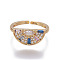 Brass Cubic Zirconia Cuff Rings, Open Rings, Semicircle, Golden, Size 6, 16mm