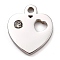 304 Stainless Steel Charms, Manual Polishing, with Crystal Rhinestone, Heart, for Valentine's day, Stainless Steel Color, 12.5x11x1.2mm, Hole:1.8mm