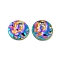 Ion Plating(IP) 304 Stainless Steel Pendants, Textured, Flat Round Charm, Rainbow Color, 8x1mm, Hole: 1.2mm