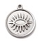 304 Stainless Steel Pendants Cabochons for Enamel, Flat Round with Eye, Stainless Steel Color, 21x18x2mm, Hole: 1.8mm