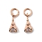Brass Micro Pave Cubic Zirconia Charms, Eiffel Tower, Rose Gold, 11x4.5mm, Hole: 3mm