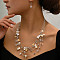 Bohemian Style Alloy & Shell Nuggets Beaded Multilayer Necklaces & Dangle Earrings Sets, Antique White, 440mm