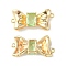 Brass Pave Cubic Zirconia Connector Charms, Real 18K Gold Plated, Bowknot Links, Cadmium Free & Nickel Free & Lead Free, Light Green, 11x23x4.5mm, Hole: 1mm