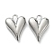 Alloy Pendants, Heart, Platinum, 15x11.5x4mm, Hole: 1.8mm