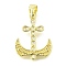 Brass Micro Pave Cubic Zirconia Pendants, Anchor, Long-Lasting Plated, Lead Free & Cadmium Free, Rack Plating, Real 18K Gold Plated, 21x16x2mm, Hole: 5.5x3mm