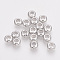 Brass Cubic Zirconia Beads, with Rubber, Rondelle, Nickel Free, Real Platinum Plated, 6x3mm, Rubber Hole: 1mm