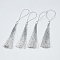 Nylon Tassel Big Pendant Decorations, Silver, 135~145mm, Tassel: 78~85x5mm
