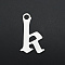 Non-Tarnish 201 Stainless Steel Charms, Laser Cut, Letter, Stainless Steel Color, Letter.K, K:10.5x6x1mm, Hole: 1.2mm