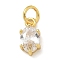 Brass Micro Pave Cubic Zirconia Pendants, Oval Charms, Long-Lasting Plated, Rack Plating, Lead Free and Cadmium Free, with Jump Ring, Clear, 10.5x5.5x3.5mm, Hole: 3.5mm