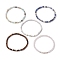 4mm Round Mixed Gemstone & Lightning Bolt Brass Beaded Stretch Bracelets, Inner Diameter: 2-1/4 inch(5.6cm)