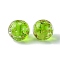Luminous Handmade Gold Sand Lampwork Beads, Glow in the Dark, Round, Lime Green, 14.5x13mm, Hole: 2mm