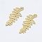 Brass Pendants, Long-Lasting Plated, Real 18K Gold Plated, Nickel Free, Leaf, 28.5x12x1mm, Hole: 1mm