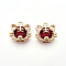 Brass Micro Pave Cubic Zirconia Pendants, Cadmium Free & Nickel Free & Lead Free, Tiger Charms, Dark Red, 12.5~13x14x6mm, Hole: 1.6mm