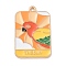 Tarot Alloy Enamel Pendants, Cadmium Free & Lead Free, Light Gold, Rectangle with Parrot Pattern, Coral, 30x19x1mm, Hole: 1.8mm