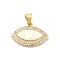 Brass Micro Pave Clear Cubic Zirconia Pendants, Cadmium Free & Lead Free, with Sythetic Opal, Eye, Real 18K Gold Plated, 14.5x19.5x3mm, Hole: 4.5x3.5mm