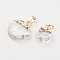 Natural Quartz Crystal Pendants, Rock Crystal Pendants, with Brass Findings, Nuggets, Golden, 18~25x14~21x6~7mm, Hole: 4x6mm