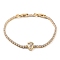 Golden Brass Link Bracelet, with Cubic Zirconia Tennis Chains, Long-Lasting Plated, Teardrop, 7-7/8 inch(20cm)