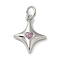 Rack Plating Brass Micro Pave Cubic Zirconia Pendants, Long-Lasting Plated, Lead Free & Cadmium Free, Star Charms, With Jump Ring, Platinum, 14.5x12x2.5mm, Hole: 3mm
