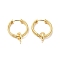 Brass Ring Hoop Earring Findings, for Half Drilled Beads, Cadmium Free & Nickel Free & Lead Free, Real 18K Gold Plated, 23x18x3.5mm, Pin: 0.8mm and 0.5mm