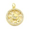 Rack Plating Brass Micro Pave Cubic Zirconia Pendants, with Jump Ring, Lead Free & Cadmium Free, Long-Lasting Plated, Real 18K Gold Plated, Round, 20.5x17.5x2.5mm, Hole: 3mm