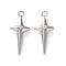 Rack Plating Alloy Rhinestoneand Pendants, Cross Charms, Platinum, 25x10.5x5mm, Hole: 1.6mm