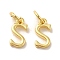 Brass Pendants, Cadmium Free & Nickel Free & Lead Free, with Jump Ring, Letter S, 10x5x1.5mm, Ring: 5x1mm, inner diameter: 3mm