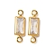 Brass Pave Clear Cubic Zirconia Connector Charms, Nickel Free, Real 18K Gold Plated, Rectangle, 12x4x2mm, Hole: 1mm
