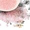 Transparent Colours Glass Round Beads, with Glitter Powder, Round Hole, Pink, 4x3mm, Hole: 1.4mm, about 4500pcs/pound