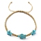 Ocean Theme Starfish Tortoise Synthetic Turquoise Beaded Anklets for Women, Nylon Cord Braided Adjustable Bracelets, Turquoise, Inner Diameter: 2-1/2~3-3/4 inch(6.3~9.6cm)